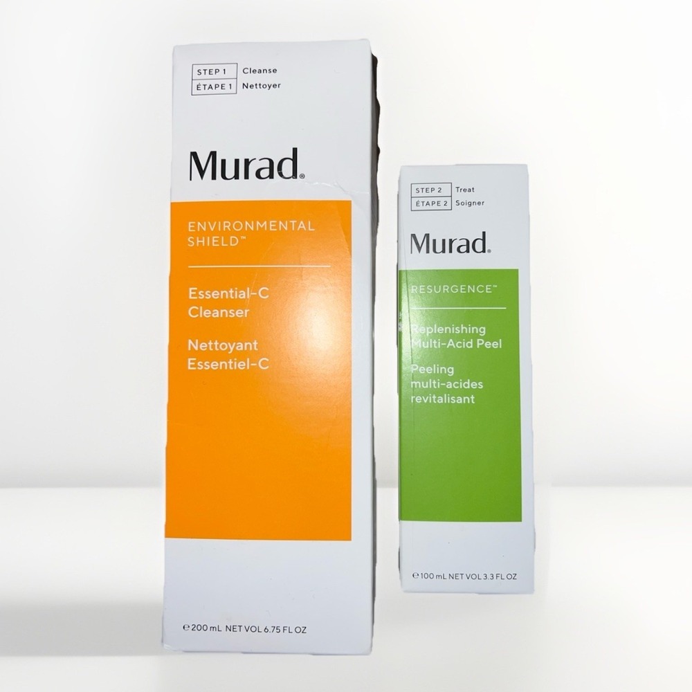 Murad Step 1 Cleanse 6.75 oz AND Step 2 Replenishing Acid Peel 3.3 oz. NIB